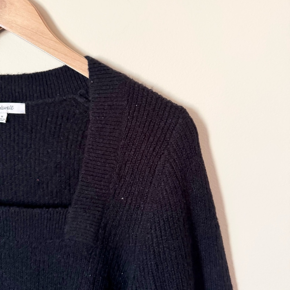 Madewell Melwood Square-Neck Pullover Sweater True Black Coziest Yarn Size M - Picture 6 of 12